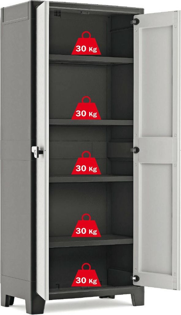 Keter Lagerschrank mit Regalböden Titan Schwarz und Grau Produktbild 