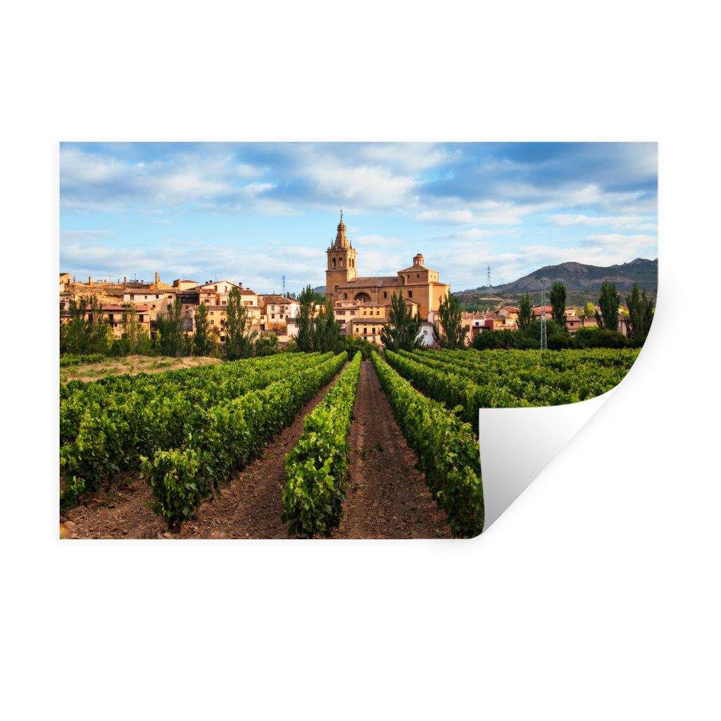 MuchoWow Wandtattoo Wandsticker Wandaufkleber Weinberg vor einem Schloss 60x40 cm Selbstklebend und Repositionierbar - Wierderverwendbar - Selbst...