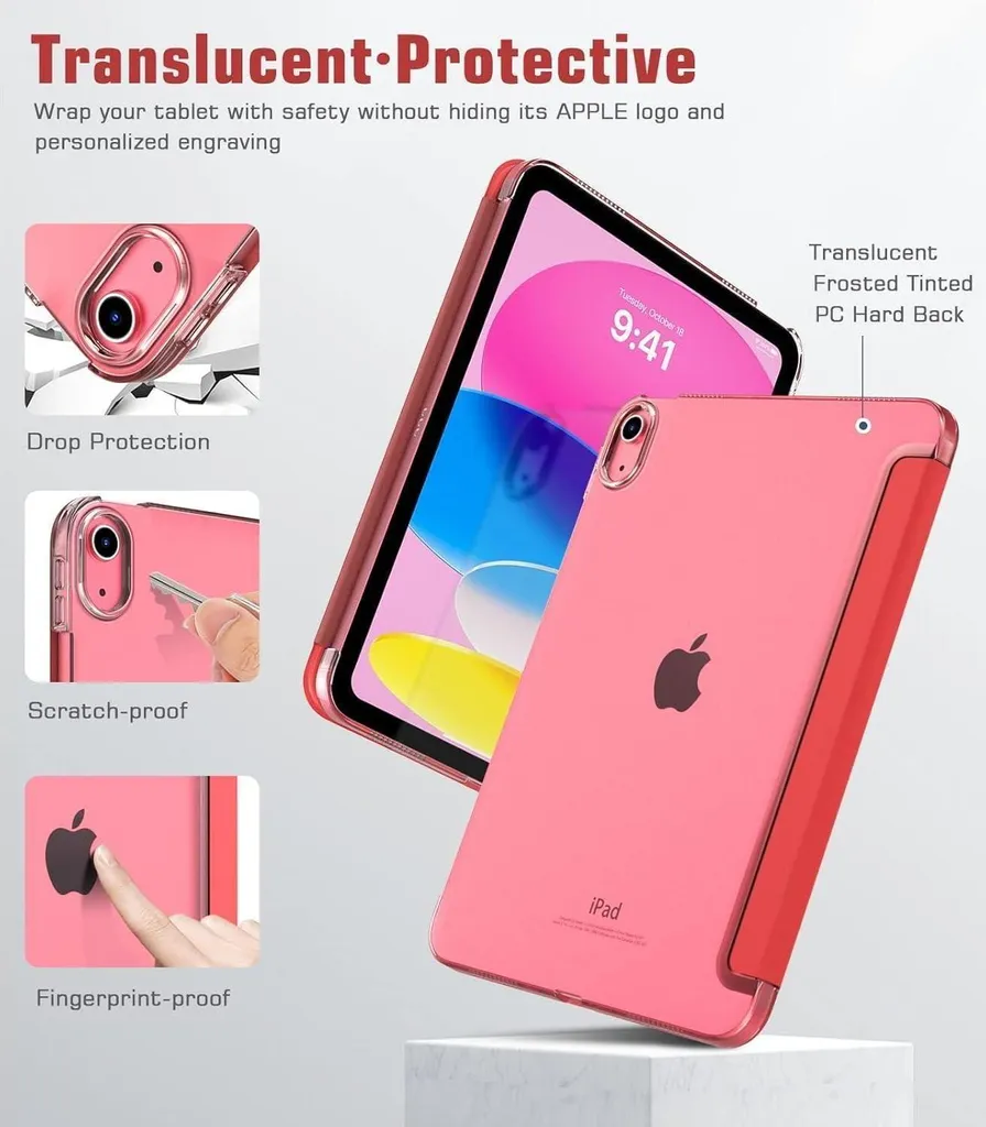 TiMOVO iPad 10.9 Case 2022 - Cover Rossa Elegante Smart Shell - 3