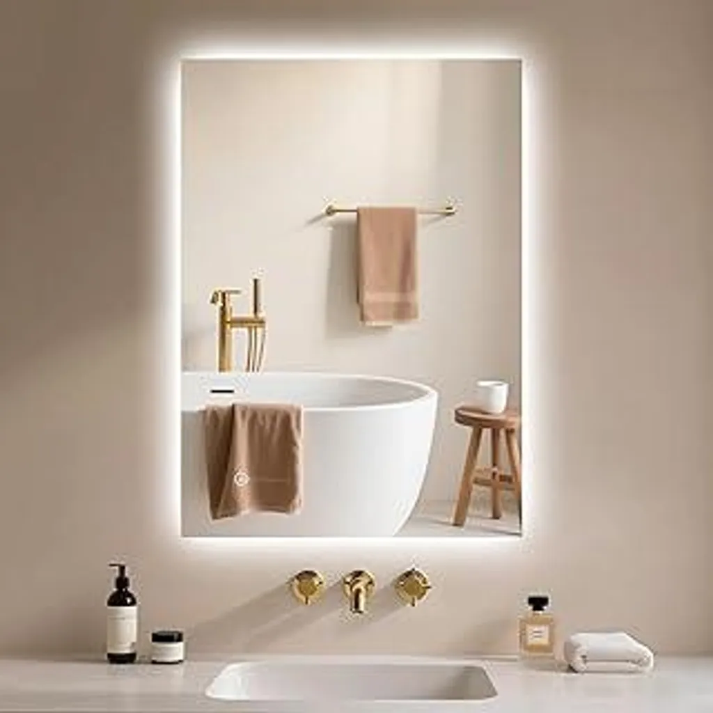 Specchio Trucco LED 40x60 cm Archaluxe - Luce 3 Colori Dimmerabile Touch