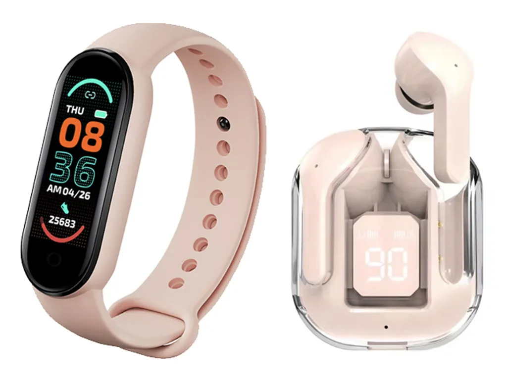 Pack Fitness Écouteurs Sans Fil et Bracelet Suivi Activité Eko Rose TWS