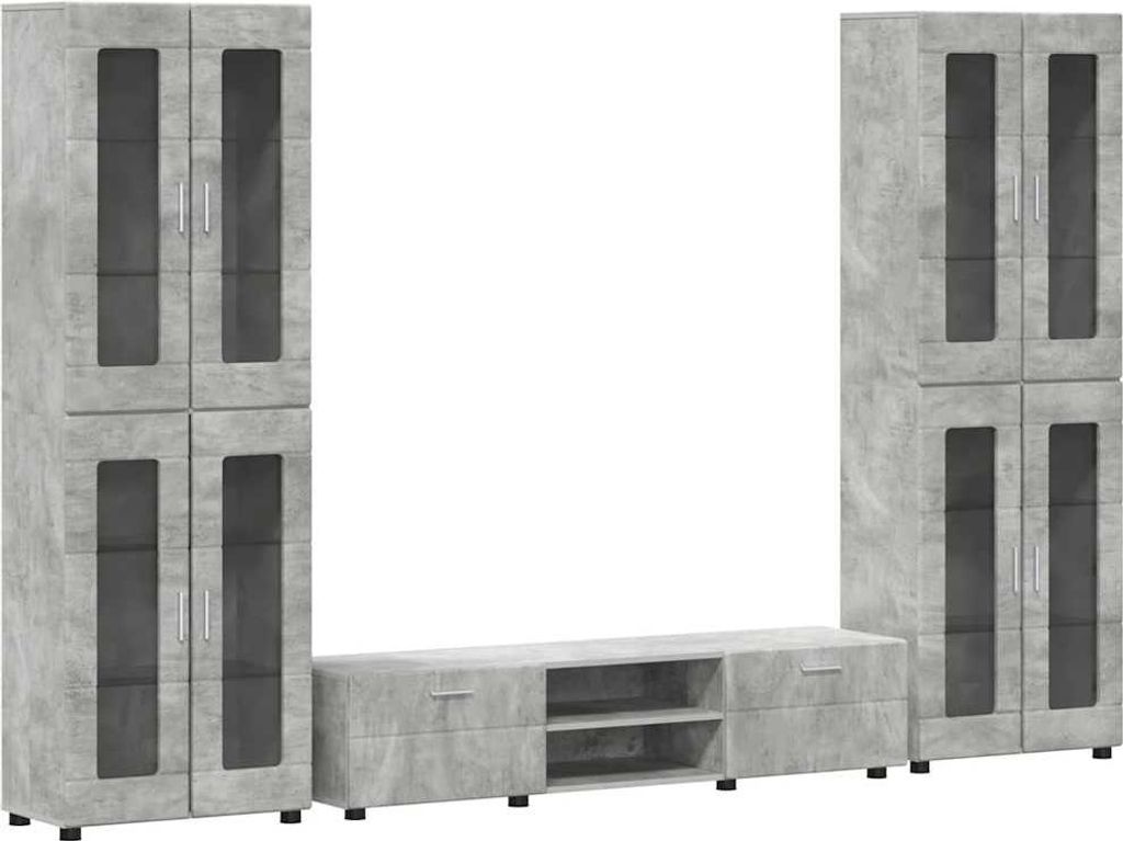 TV-Schrankset mit Regal FLORIN 3 pcs Beton Grau Holzwerkstoff