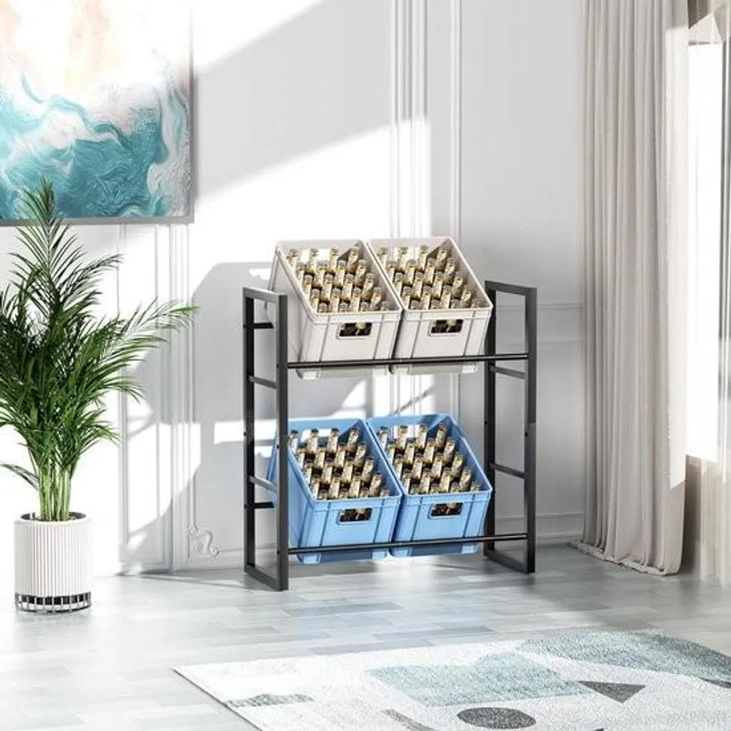 Support de caisses à bière et boissons rack de rangement polyvalent 4 bacs - 2