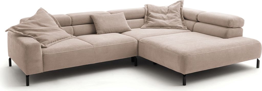 KAWOLA Sofa DELIA Ecksofa Cord taupe Recamiere rechts