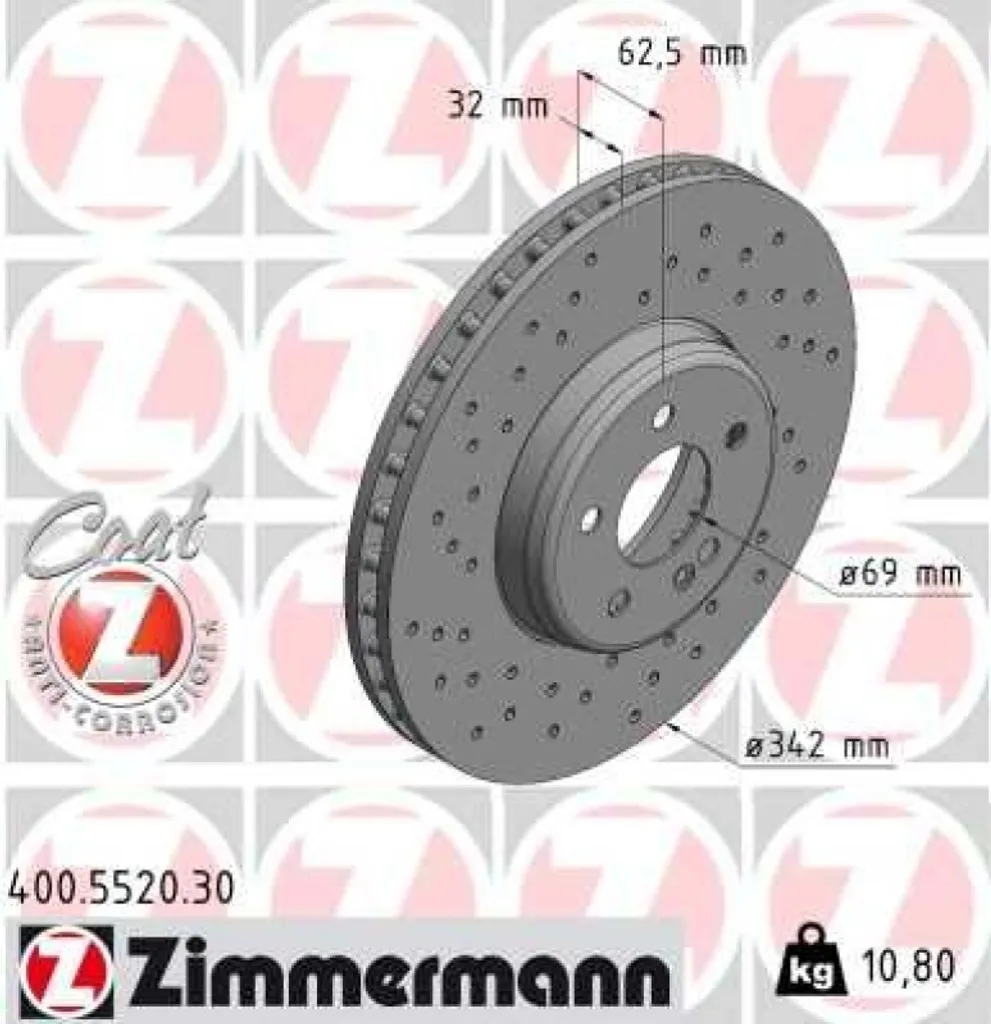 Disques de Frein Ventilés Zimmermann Formula S Coat Z Essieu Avant 2x