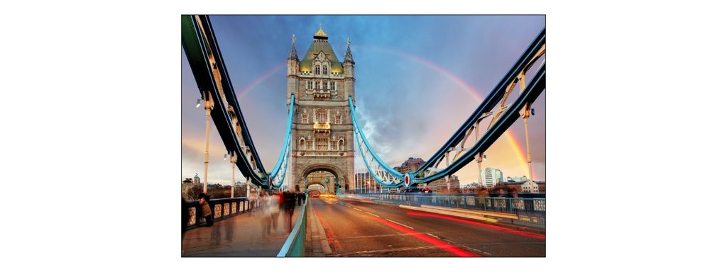 Muralo Fototapete Architektur 90 (B) x 60 (H) cm Vliestapete Wand Tapete London Brücke Himmel Regenbogen Wohnzimmer Schlafzimmer moderne Wandbild ...
