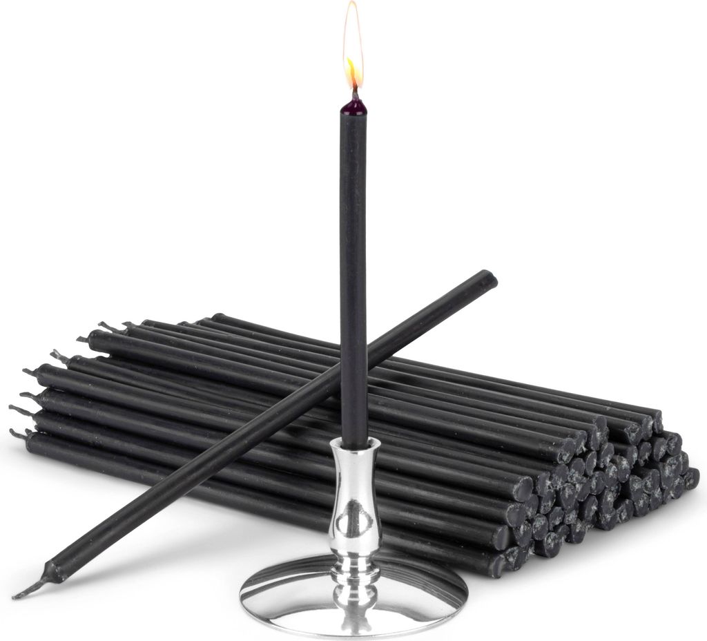 Kerzenhalter mit 200g Altarkerzen schwarz Tropffrei L 15cm Paraffinwachs 40022