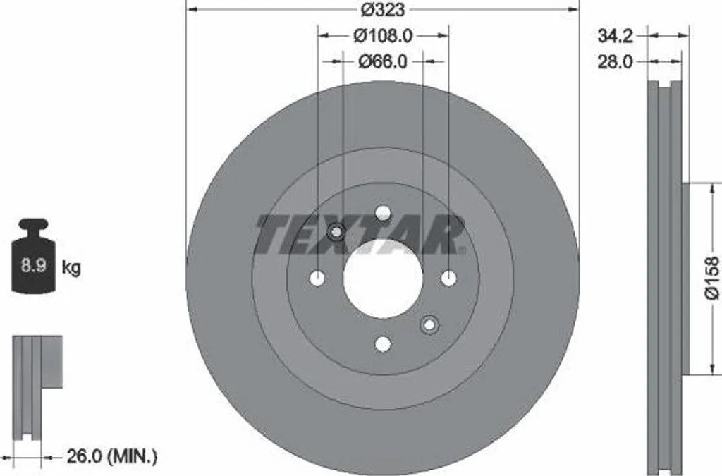 Disque de frein anti vibration Textar 92267103 pour corriger l'usure