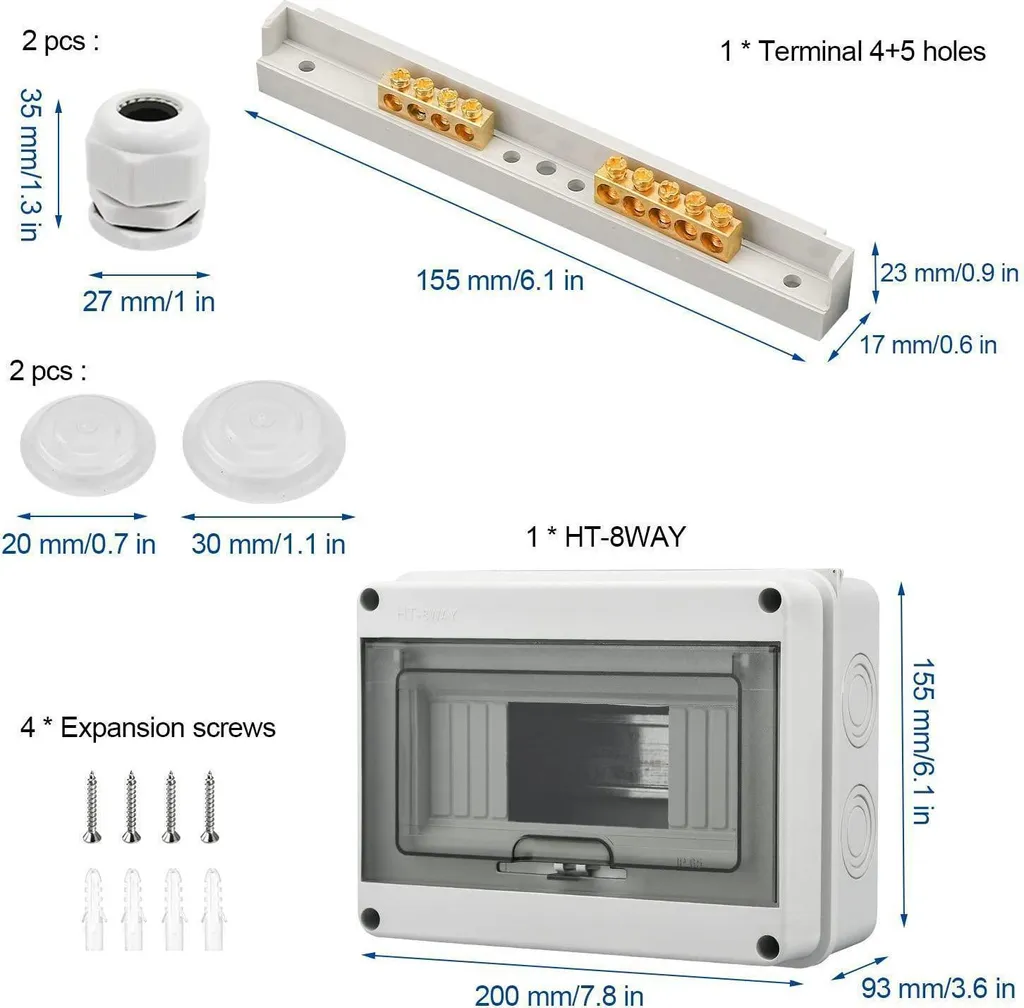 Tableau électrique étanche IP65 8 modules pour jardin et extérieur - 2