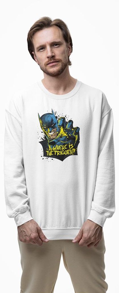 D&B Design Uni Pullover SWMO00016 Batman Weiß-Größe XL