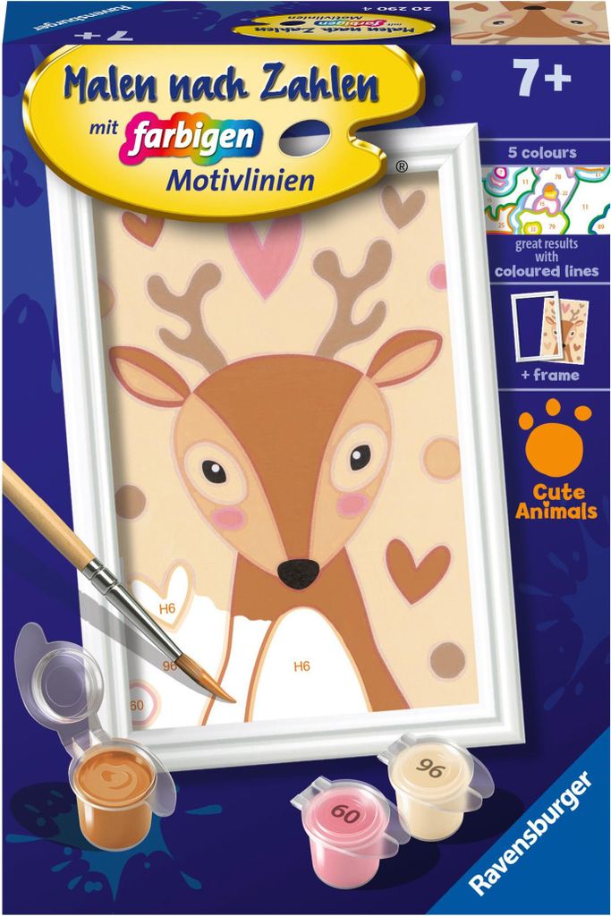 Ravensburger Malen nach Zahlen 20290 - Niedliches Reh - Kinder ab 7 Jahren