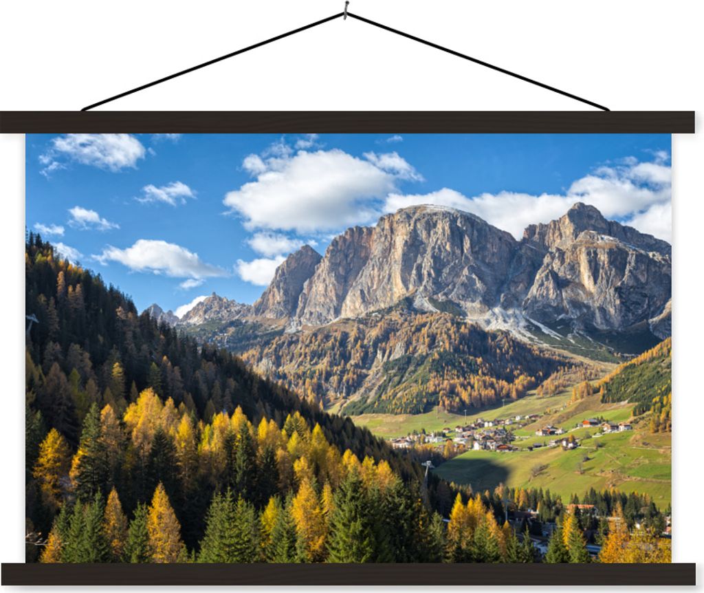 MuchoWow Textilposter Herbst - Dolomiten - Italien 120x80 cm mit schwarzem Rahmen - Wanddeko