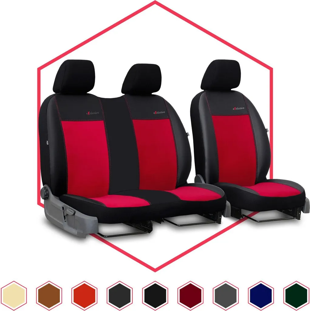 Coprisedili Auto Rosso per Ford Transit V 06 1+2 BUS - Tessuto Premium