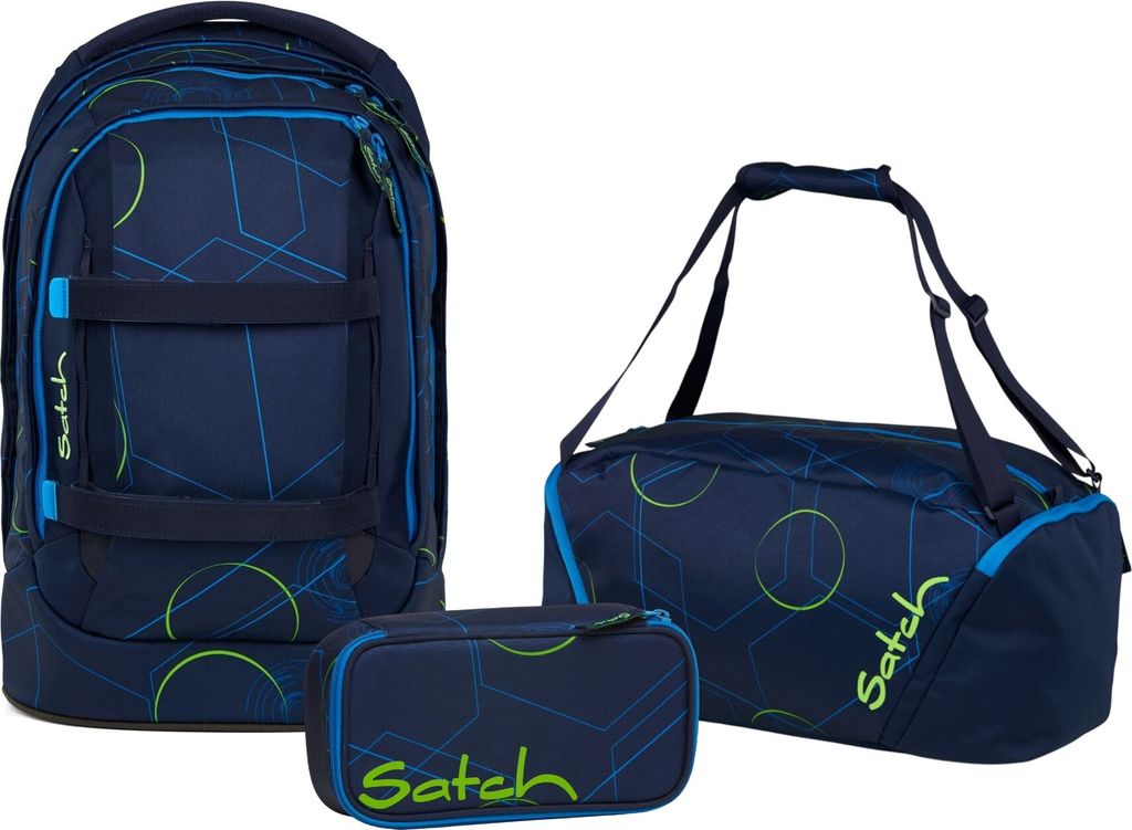 Satch Schulrucksack-Set PACK Blue Tech 3-teilig, ab 5. Klasse