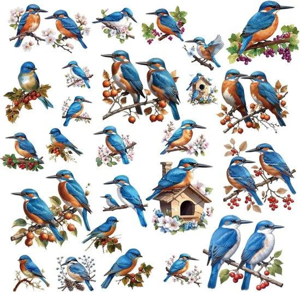 Stickers de fenêtre mouron des oiseaux - Déco vitrail antireflet bureau