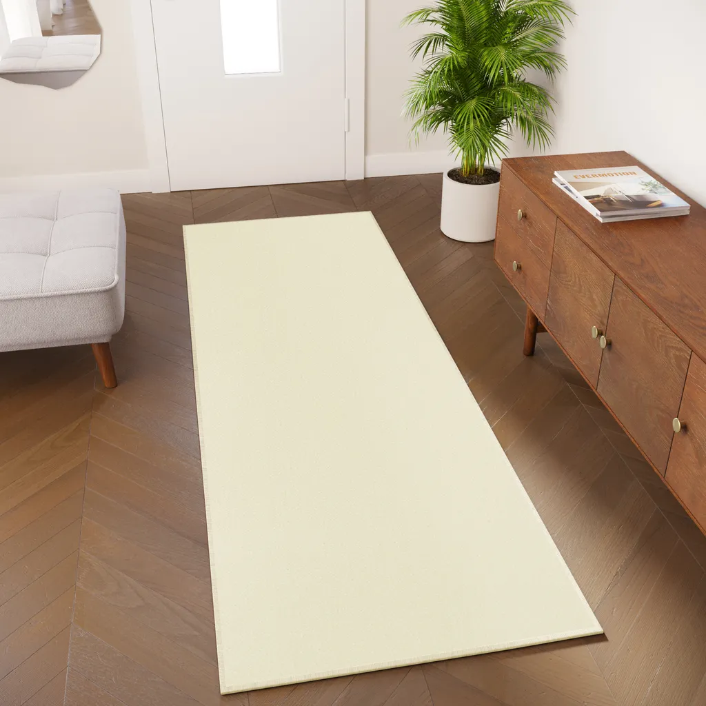 Tapis de sol crème 70x330 cm anti-tache et durable pour maison et terrasse