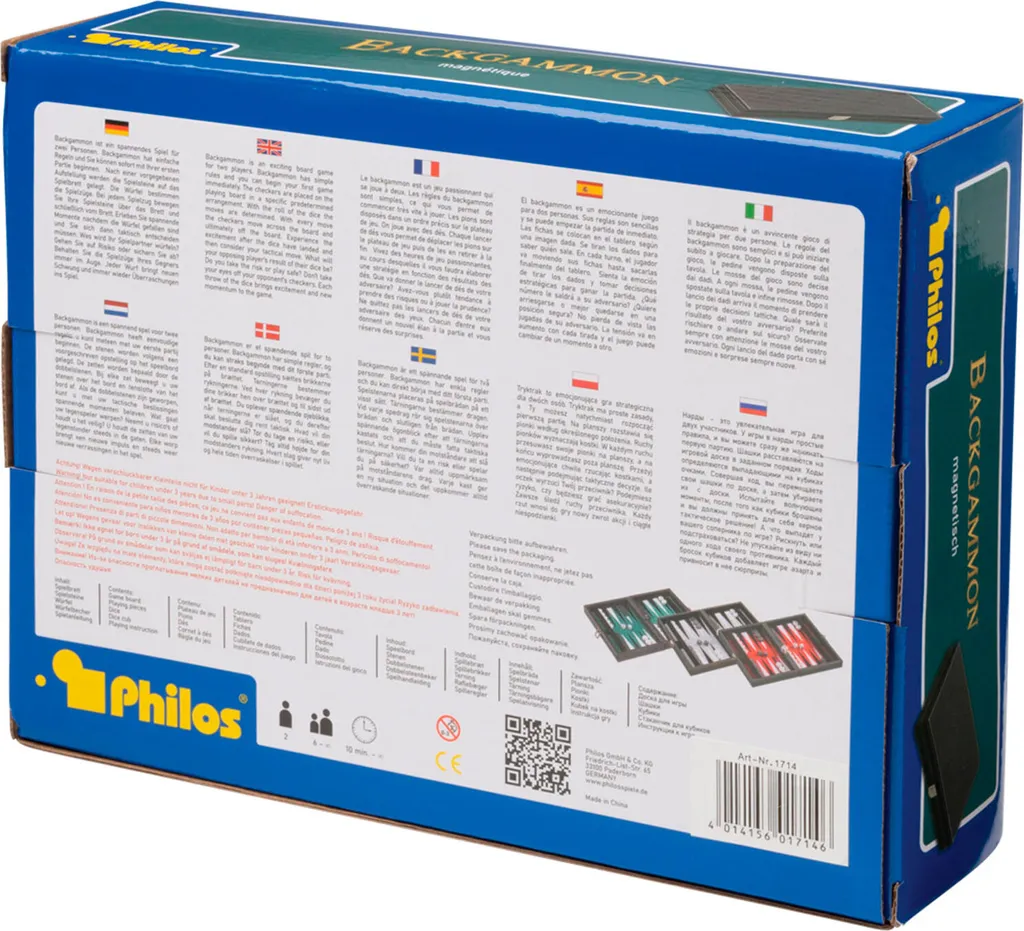 Coffret Backgammon Tinos Vert 23cm : Jeu Compact Sans Perte de Pièces - 6