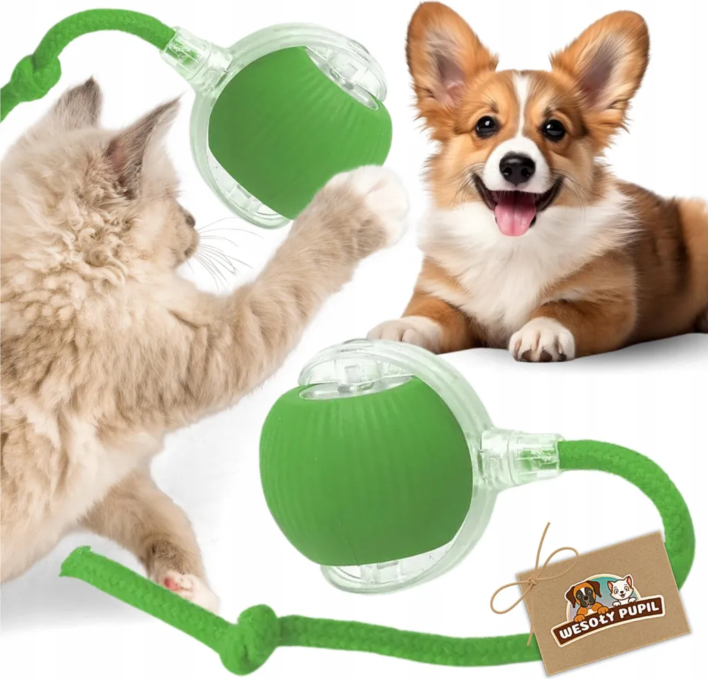 Palla Interattiva LED Verde per Cani e Gatti | Gioco USB Ricaricabile
