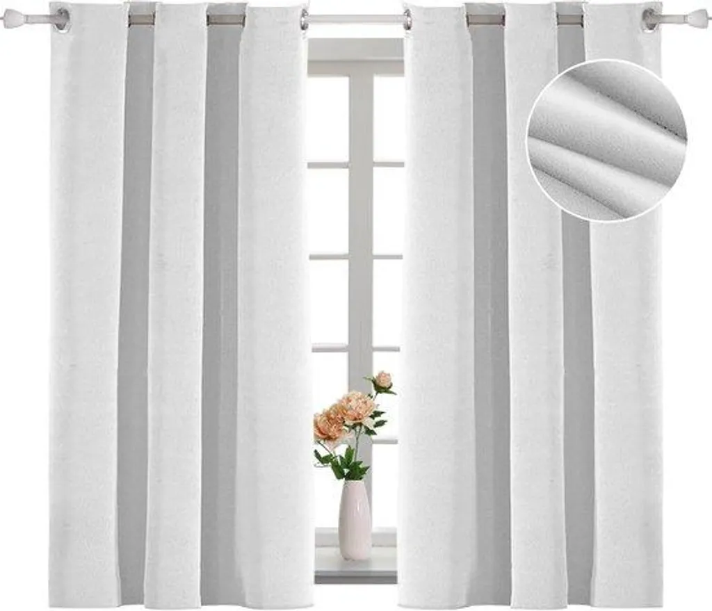 Rideau anti-froid velours beige blanc 117x137 cm pour économie énergie