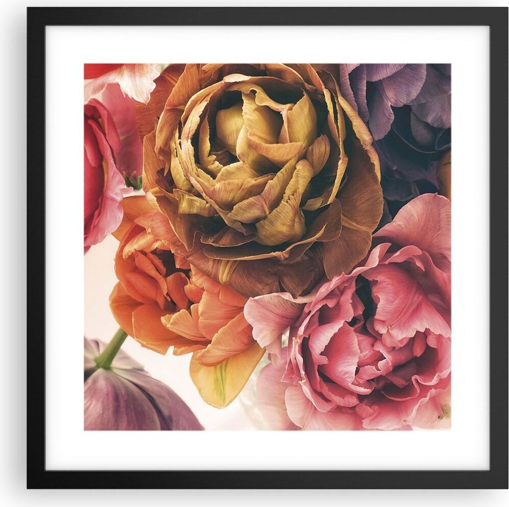 Gerahmtes Poster - Schwarzer Rahmen - Blumenstrauß Blumen Braut - 40x40 cm - Wand Bild - Wanddeko - Wandbilder - Kunstposter - Wandposter - Bilder...
