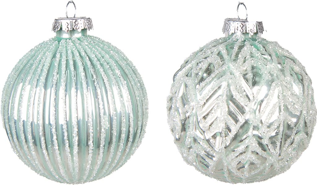 Clayre & Eef Weihnachtskugel 2er Set Ø 8 cm Grün Glas