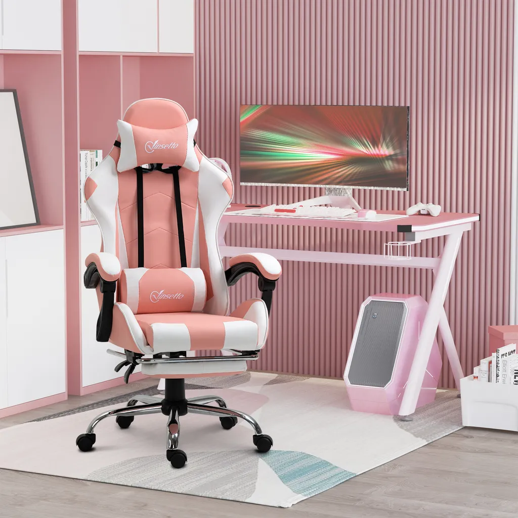 Vinsetto Sedia Ergonomica Design Rosa: Eleganza e Comfort al PC - 2