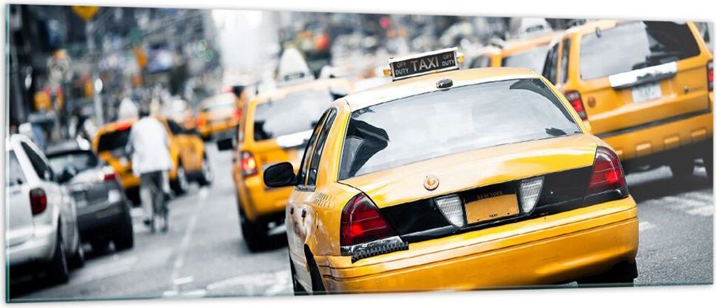 Bilder auf glas - Taxi Straße New York - 140x50cm - Glasbilder - Wandbilder - Kunstdruck - zum Aufhängen bereit - Wanddekoration aus Glas - Glas ...