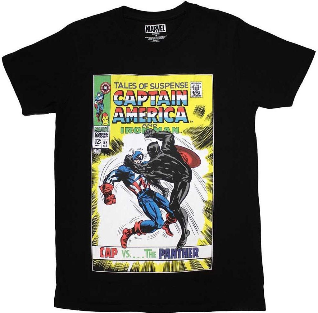 Marvel Comics - "Cap Vs The Panther" T-Shirt für Herren/Damen Uni RO11537 (S) (Schwarz)