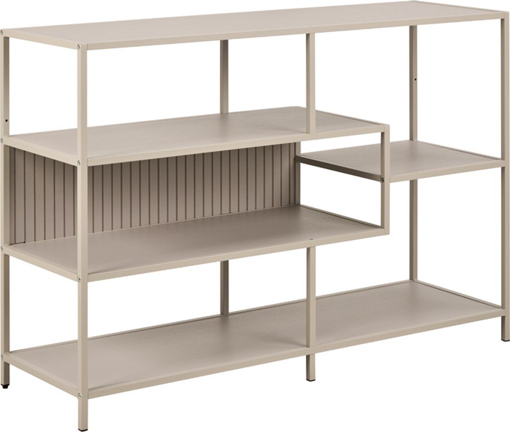 riess-ambiente Modernes Bücherregal SLIM LINE 115cm champagner beige Metallgestell fünf Regalböden