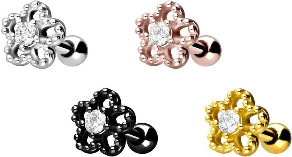 Ohrpiercing Chirurgenstahl Ohrpiercing BLUME + KRISTALL