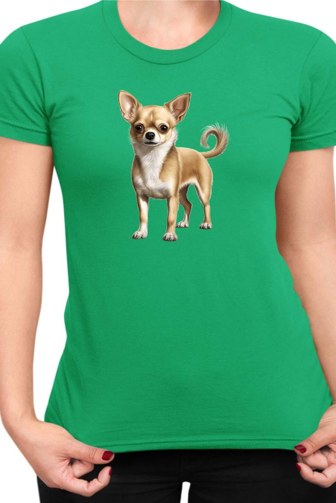 Damen T-Shirt Dogs Breeds Chihuahua Dog Breed 005, Lady M / Grün
