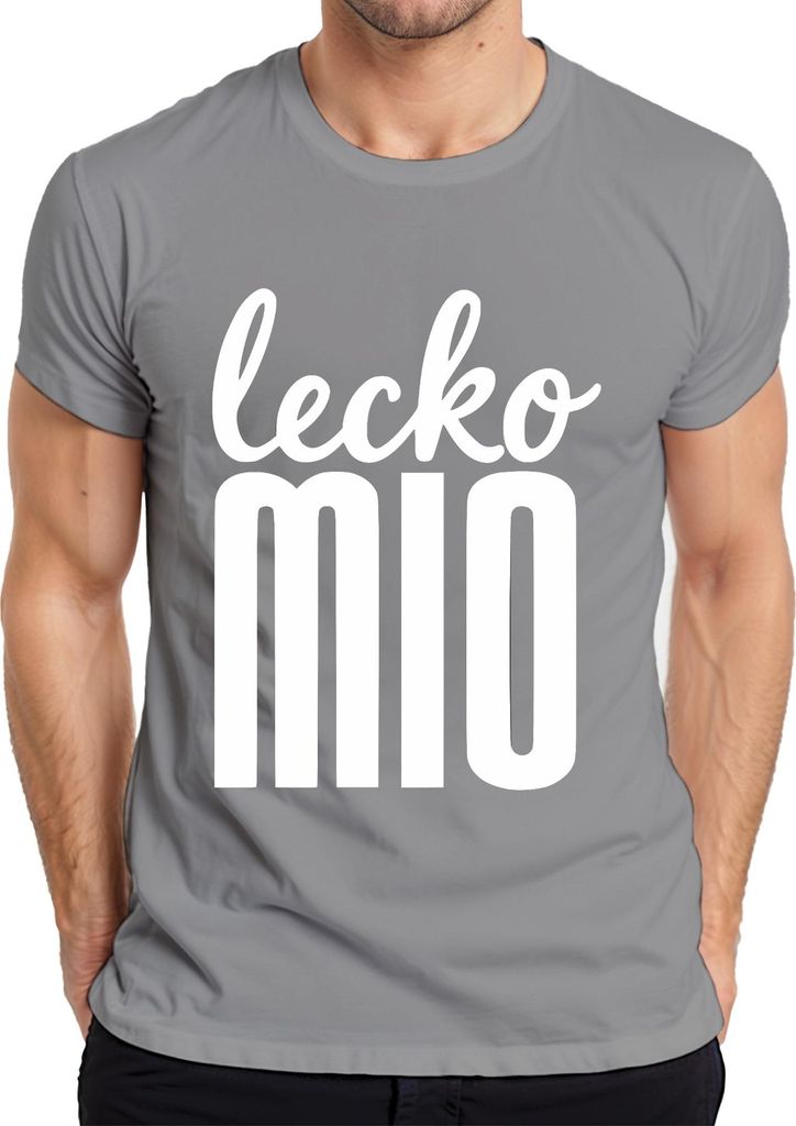 lecko mio lustiger Spruch bayerisch Dialekt Geschenk Retro Humor Herren T-Shirt, Grau, XXL