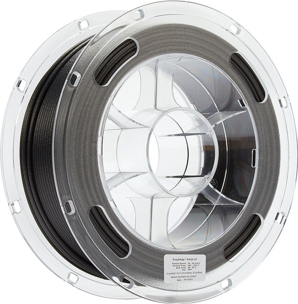 Polymaker PolyMide PA12-CF, Farbe:Schwarz, Filamentgröße:2.85mm, Gewicht:500g