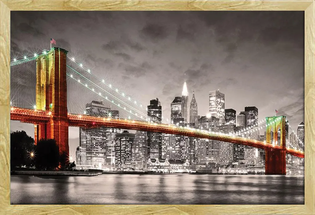 Poster Encadré New York Brooklyn Bridge : Kit Prêt à Suspendre Shinsuke