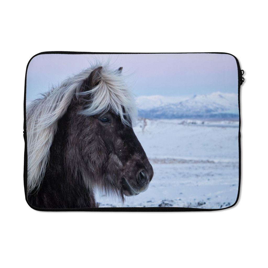 MuchoWow Laptop Hülle 14 ZollPferd - Schnee - Island Laptoptasche - Laptoptasche - Stoßsicher - Schutzhaube