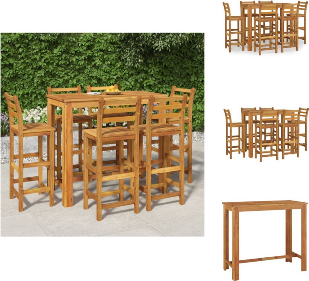 vidaXL 7-tlg. Gartenbar-Set Massivholz Akazie - Gartenmöbel-Sets