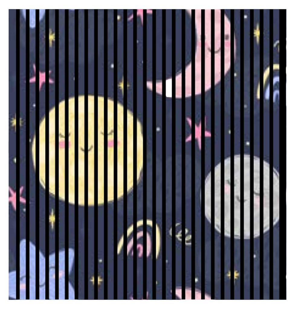 Akustikpaneele mit Digitaldruck Luna01 19 x 1133 x 1195 mm Mond Nacht Sterne MDF PET-Fasern Wandpaneele Dunkelblau Gelb 2 Einzelplatten