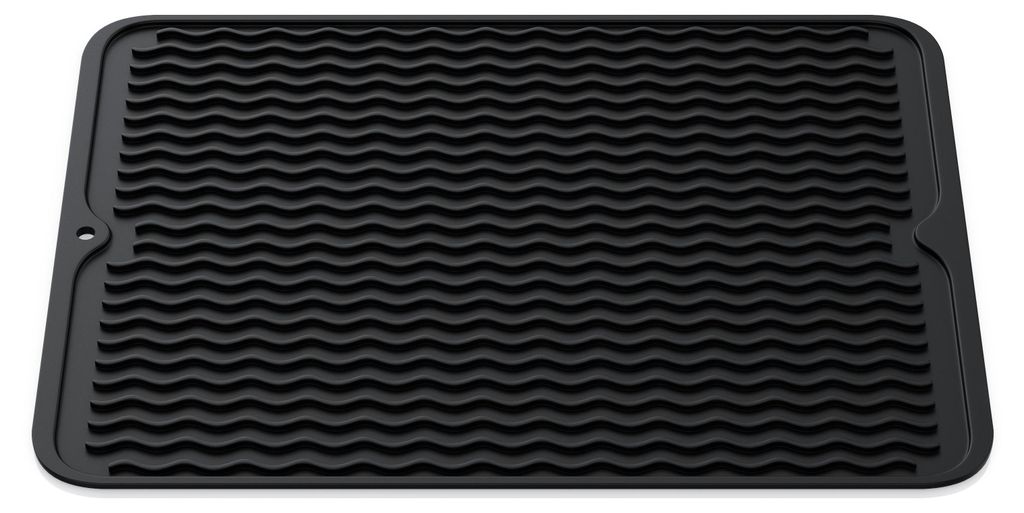 Arendo Abtropfmatte TPR, Geschirrabtropfmatte antirutsch, spülmaschinengeeignet, 40x30cm, Wellendesign, schimmelresistent, stoßdämpfung, flexibe...