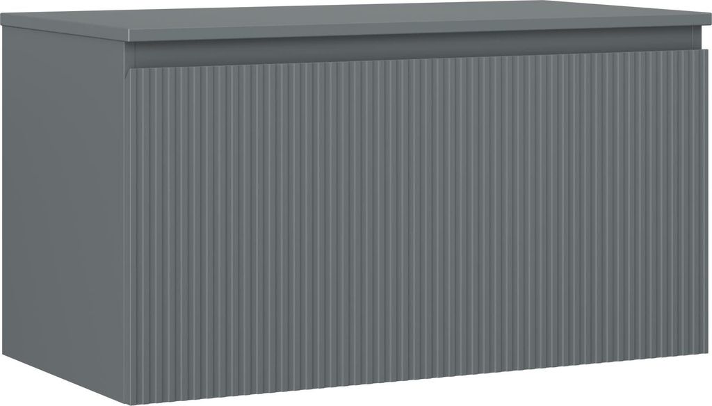Mexen Rivel Badezimmerschrank 90 cm mit Arbeitsplatte, 1 Schublade, geriffelt, Graphit matt - 91A20-09047-1-BFC66