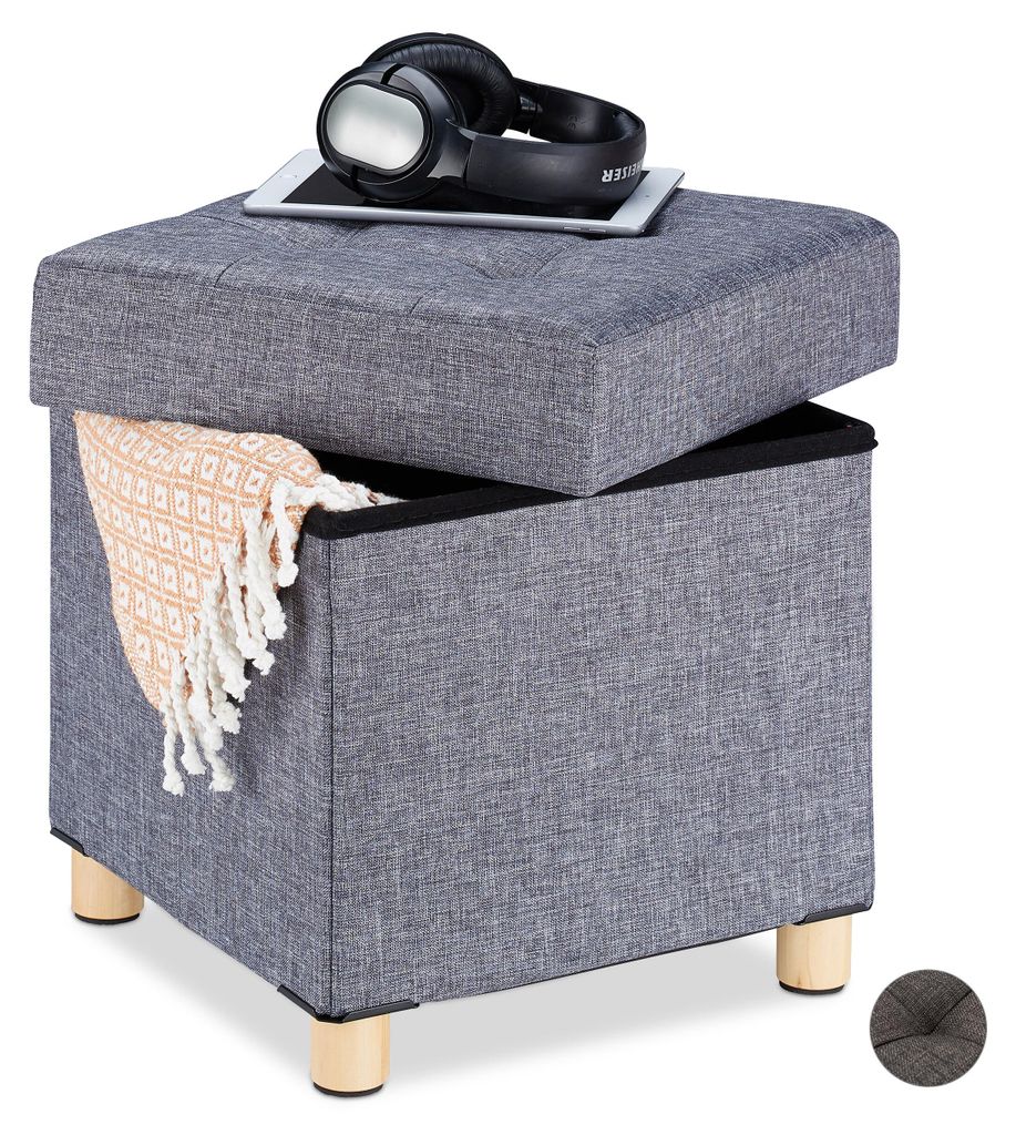 Relaxdays Sitzhocker mit Stauraum, weich gepolstert, Produktbild  KI-generiertes Bild