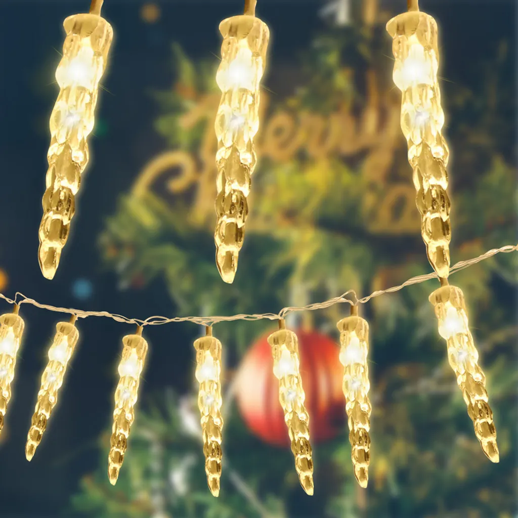 Jayseuw Luci Natale 40 LED Ghiacciolo: Design Bianco Caldo Elegante