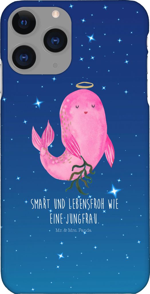 Mr. & Mrs. Panda Iphone 11 Pro Handyhülle Sternzeichen Jungfrau - Sternenhimmel Blau - Geschenk, Handy Case, Geburtstag September, Meerjungfrau, P...