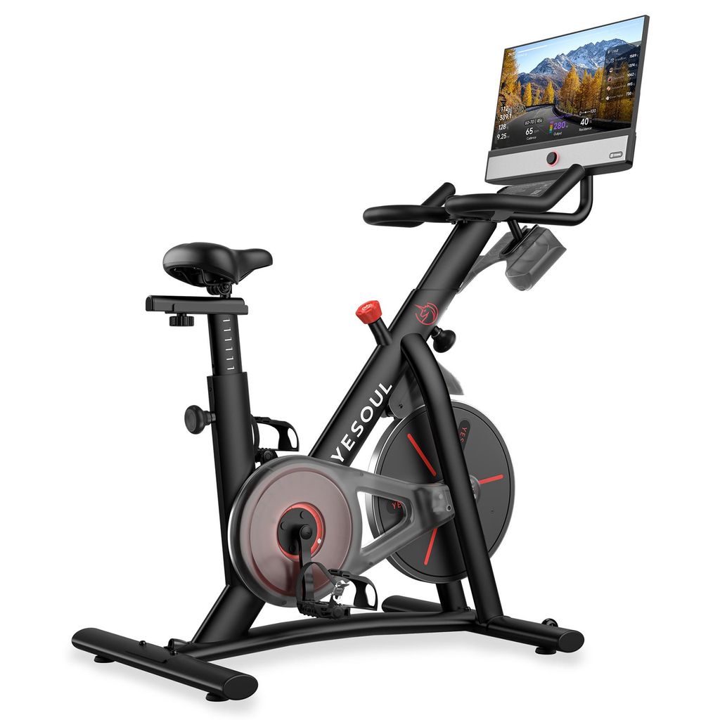 YESOUL G1M Plus Indoor Heimtrainer, Fitnessbike - Leiser Magnetwiderstand, Bequeme Sitzpolsterung, Fitnessfahrrad mit 21,5" 1080P FHD-Bildschirm