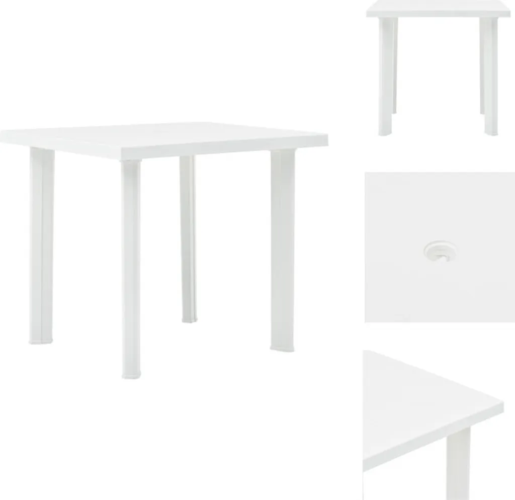 vidaXL Tavolo da giardino bianco 80 x 75 x 72 cm in plastica - Tavoli da giardino