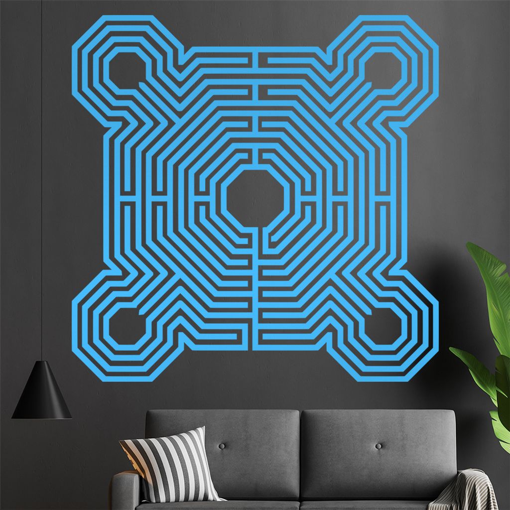 Labyrinth von Reims Wandtattoo in 6 Größen - Wandaufkleber Wall Sticker - Dekoration, Küche, Wohnzimmer, Schlafzimmer, Badezimmer