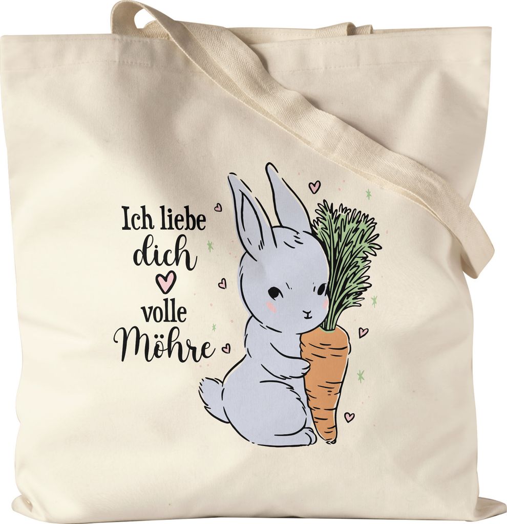 Ich Liebe Dich Volle Möhre Jutebeutel Stoffbeutel Canvas Hase Mit Karotte Süßes Geschenk Kaninchen Möhre