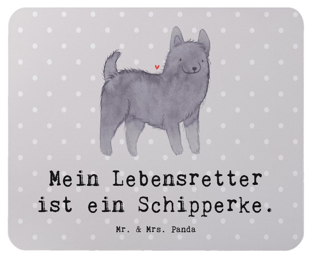 Mr. & Mrs. Panda Mauspad Schipperke Lebensretter - Grau Pastell - Geschenk, notebook, Mouse Pad, mousematte, Mousepad, pc, Belgische Hunderasse