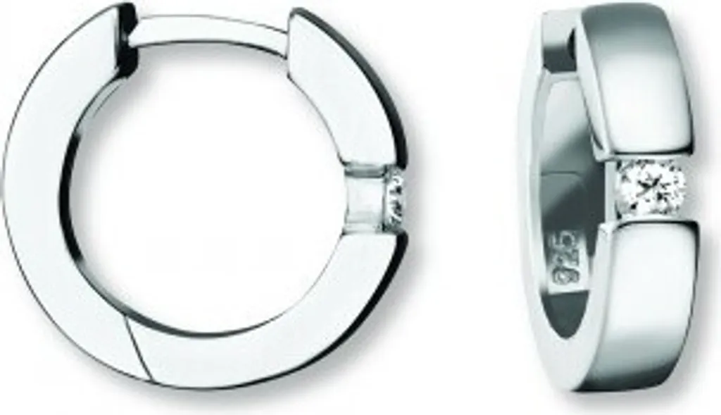 Créole zirconium 925 argent rhodié O 15,6 x 3,7 mm pour femme éclatant