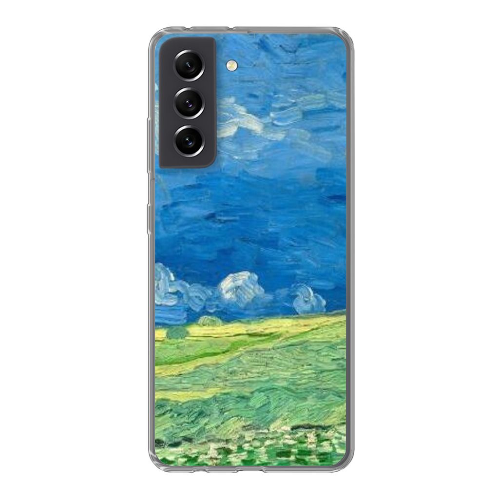 MuchoWow Handyhülle Schutzhülle Hülle für Samsung Galaxy S21 FE Weizenfeld unter Gewitterwolken - Vincent van Gogh Silikon Softcase Handy Hü...