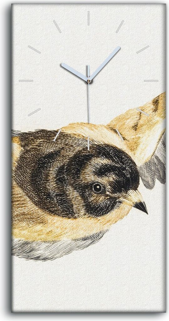 Küche Wohnzimmer Wand Leinwand Uhr Geräuschlos 30x60 Zeichnung Tier Vogel Kunst - weiße Hände